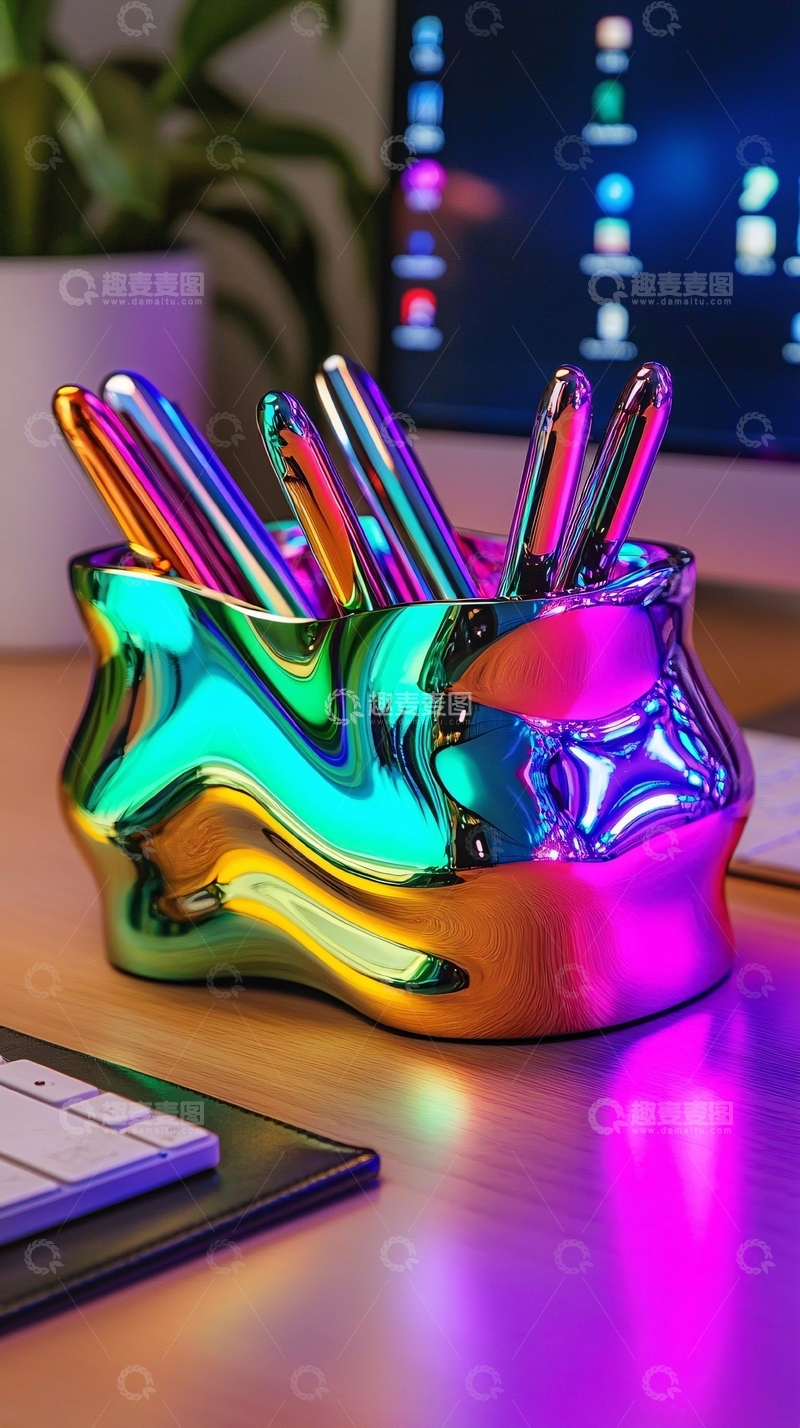 高清大图下载【趣麦麦图】彩虹渐变笔筒