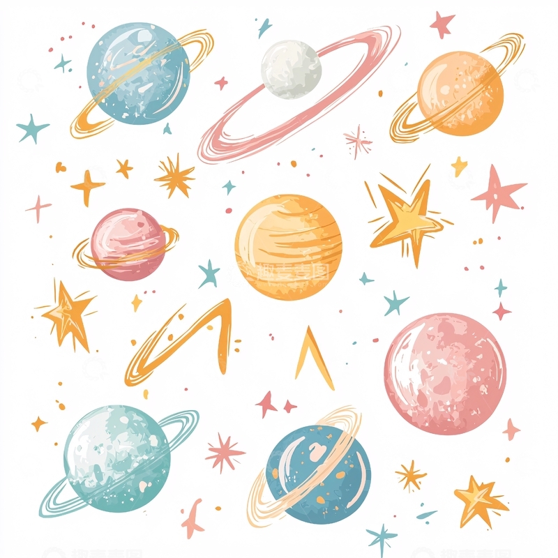 高清大图下载【趣麦麦图】手绘星球