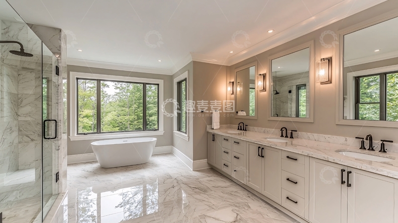高清大图下载【趣麦麦图】现代轻奢风格主卫浴室