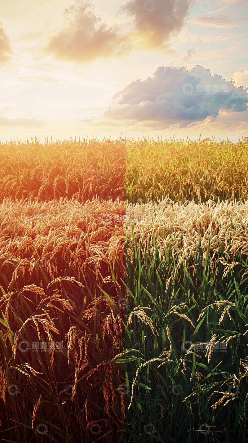 高清大图下载【趣麦麦图】金色麦田夕阳景色
