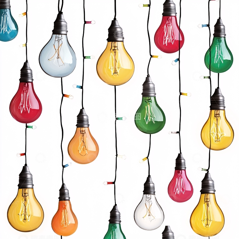 高清大图下载【趣麦麦图】彩色灯泡串灯