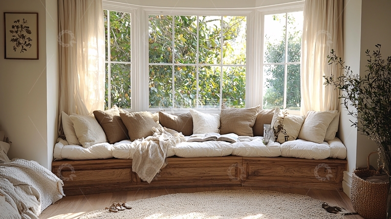 高清大图下载【趣麦麦图】阳光洒满窗台的舒适飘窗