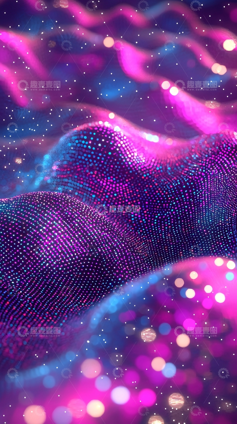 高清大图下载【趣麦麦图】梦幻紫色粉色粒子波浪