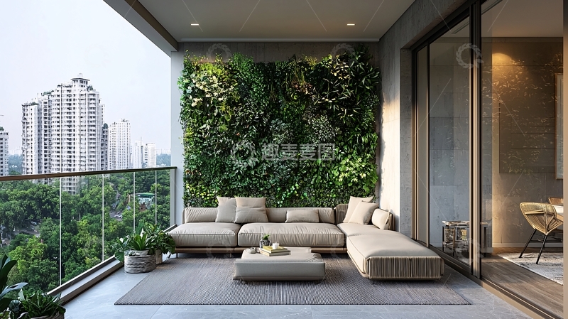 高清大图下载【趣麦麦图】阳台绿植墙