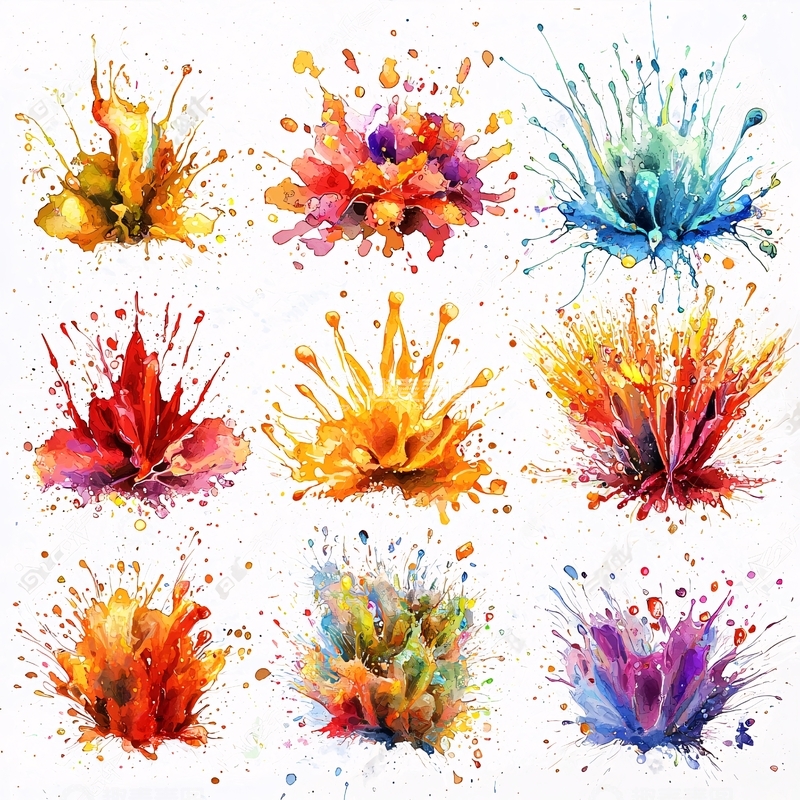 高清大图下载【趣麦麦图】彩色油漆飞溅