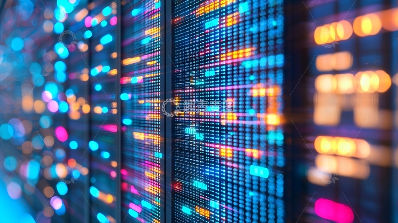 高清大图下载【趣麦麦图】彩色数据中心服务器灯光