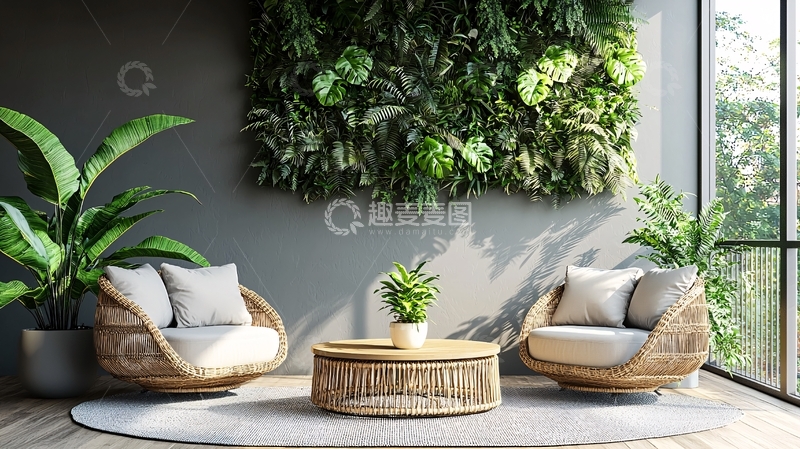 高清大图下载【趣麦麦图】现代简约绿植客厅