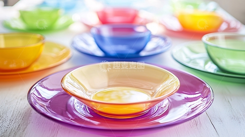 高清大图下载【趣麦麦图】彩色碗碟套装