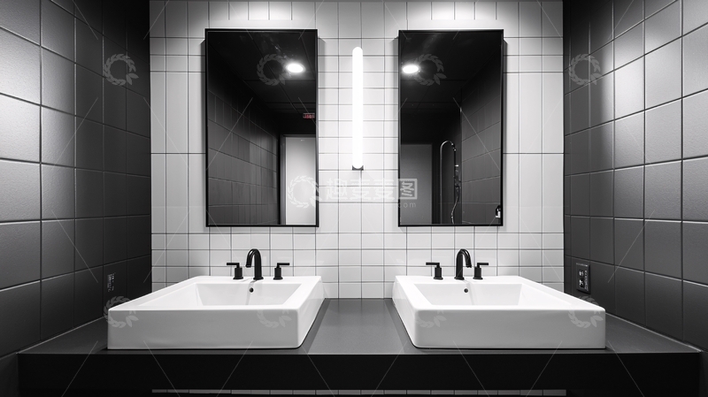 高清大图下载【趣麦麦图】现代双台盆浴室