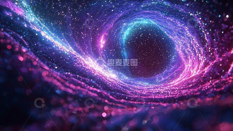 高清大图下载【趣麦麦图】紫色蓝色星云围绕黑洞