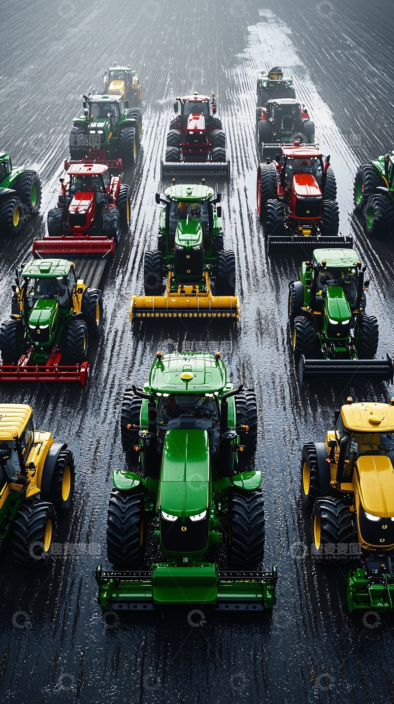 高清大图下载【趣麦麦图】多款拖拉机排列整齐