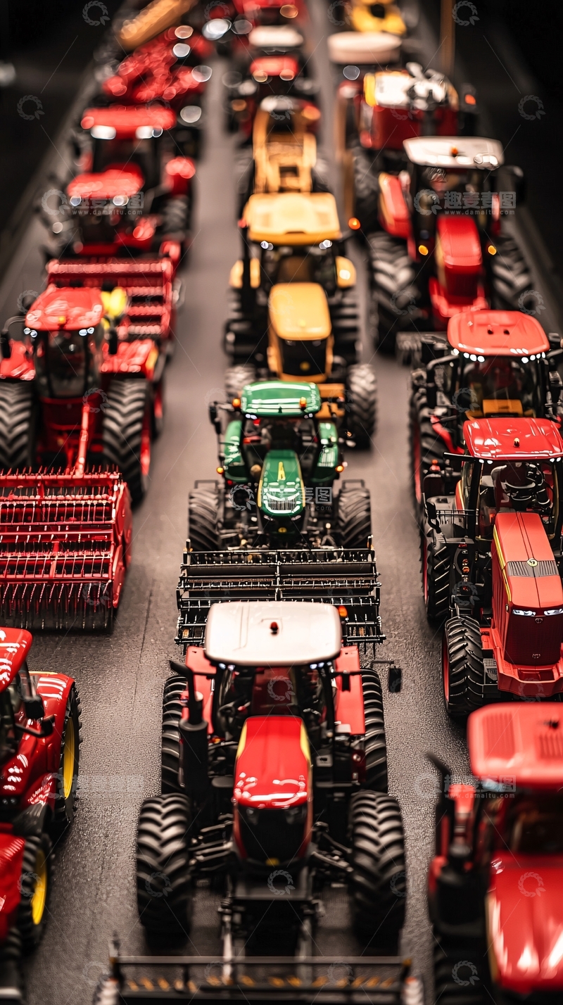 高清大图下载【趣麦麦图】排列整齐的微型拖拉机