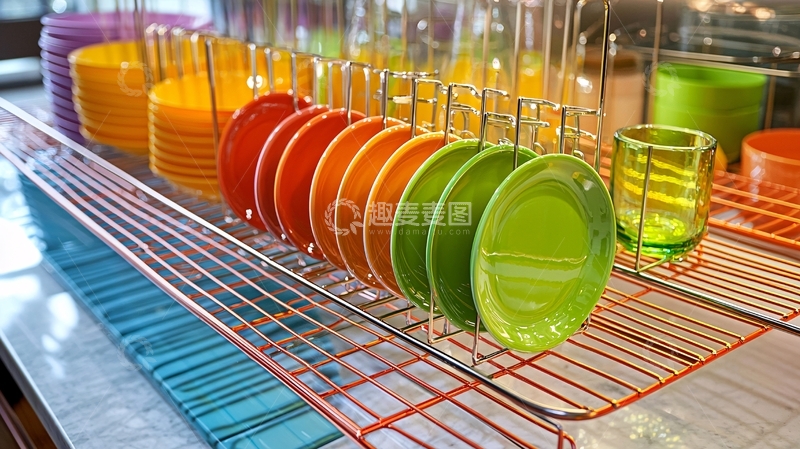 高清大图下载【趣麦麦图】彩色餐盘沥水架