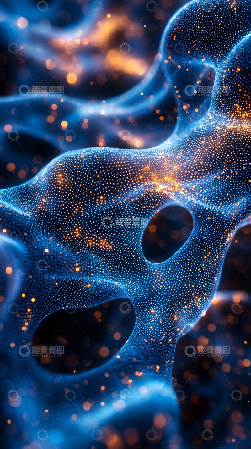 高清大图下载【趣麦麦图】蓝色光影粒子流体