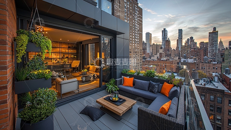 高清大图下载【趣麦麦图】纽约城市景观阳台