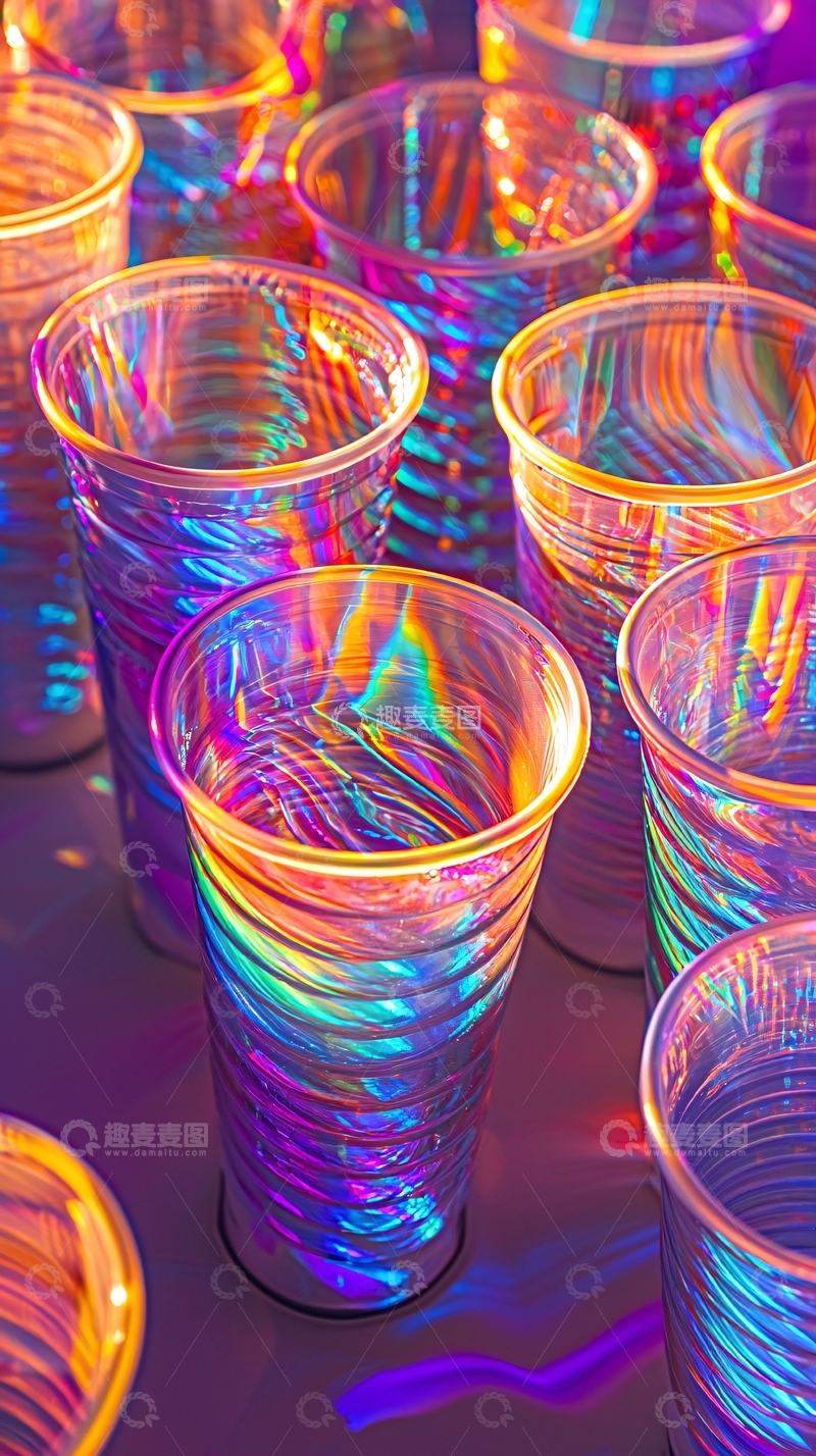 高清大图下载【趣麦麦图】彩虹塑料杯