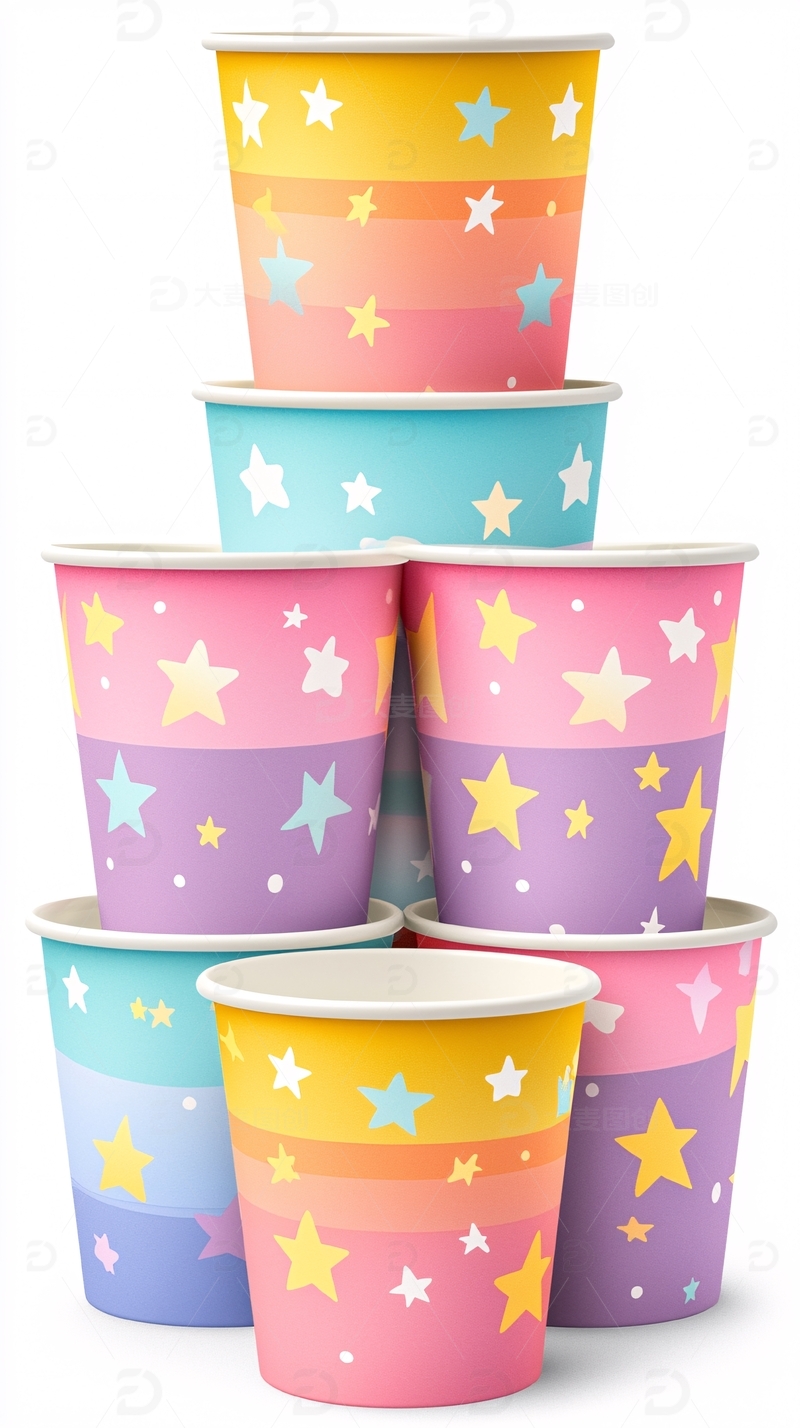 高清大图下载【趣麦麦图】彩虹星星纸杯