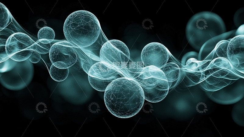 高清大图下载【趣麦麦图】蓝绿色发光泡泡流体