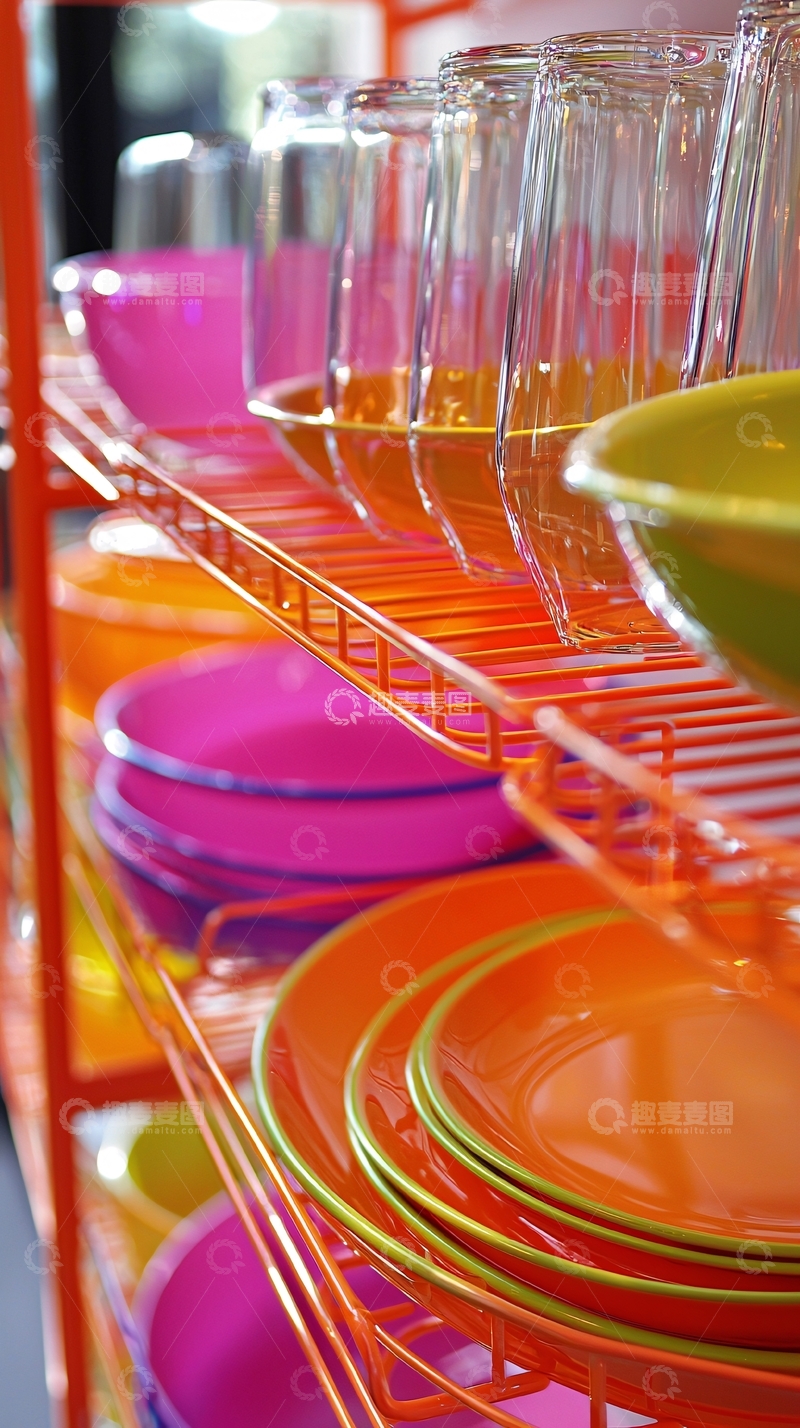 高清大图下载【趣麦麦图】彩色餐具收纳架