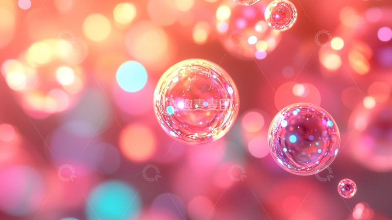 高清大图下载【趣麦麦图】粉色梦幻背景气泡
