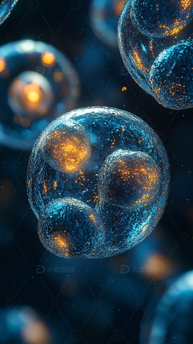 高清大图下载【趣麦麦图】蓝色细胞微观结构