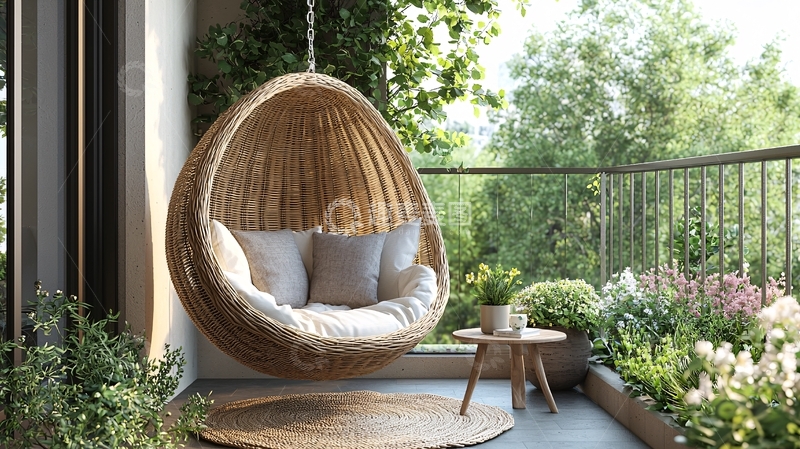 高清大图下载【趣麦麦图】阳台吊椅