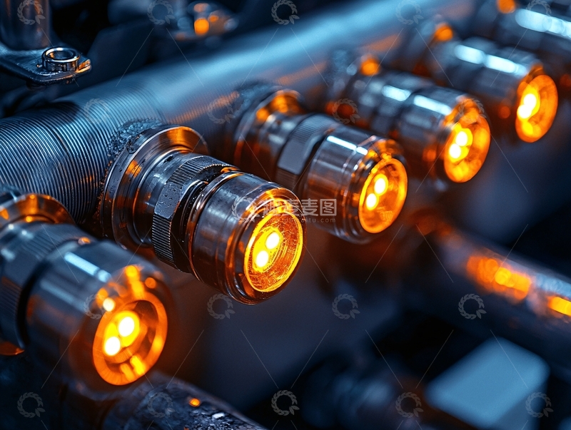 高清大图下载【趣麦麦图】精密金属管线与发光元件