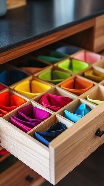 抽屉收纳彩色餐巾