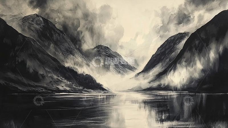 高清大图下载【趣麦麦图】水墨山水画456