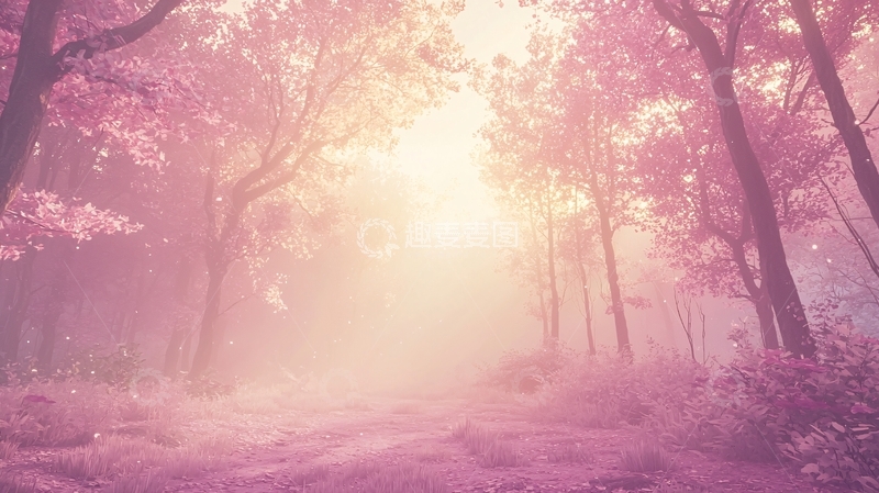 高清大图下载【趣麦麦图】粉色梦幻森林