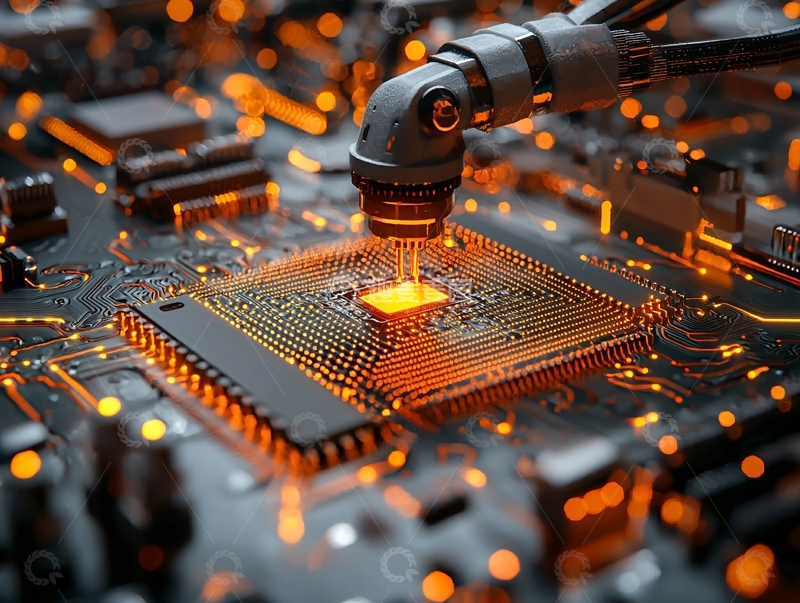 高清大图下载【趣麦麦图】芯片电路板机械臂特写