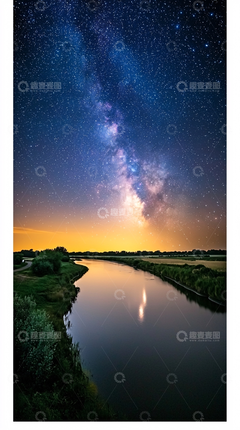 高清大图下载【趣麦麦图】星空下的河流