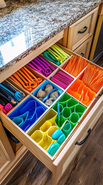 彩色餐具收纳抽屉