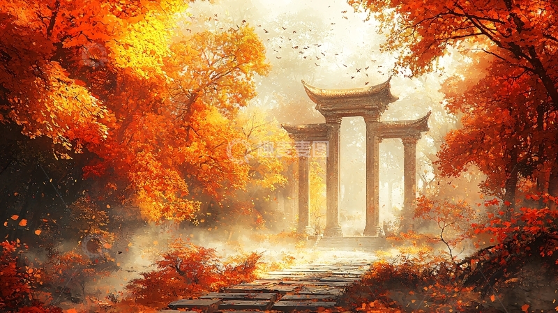 高清大图下载【趣麦麦图】秋日古风建筑