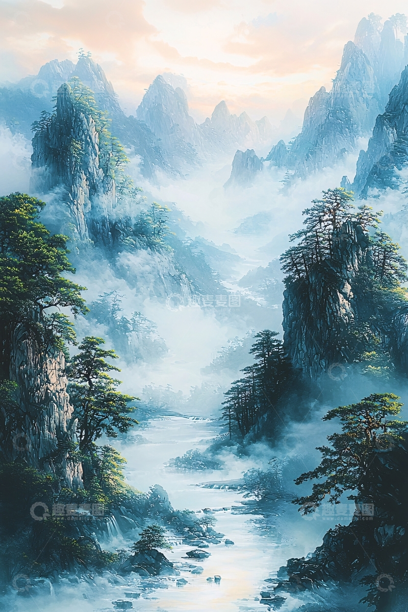 高清大图下载【趣麦麦图】水墨山水画454