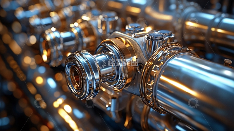 高清大图下载【趣麦麦图】精致的金属管道和连接件