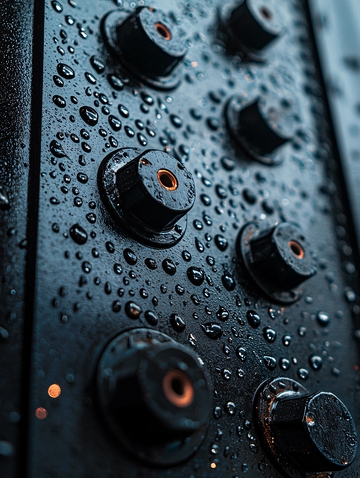 黑色控制面板水珠特写