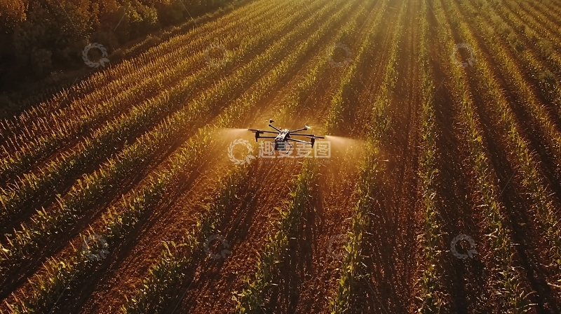 高清大图下载【趣麦麦图】无人机农田喷洒作业