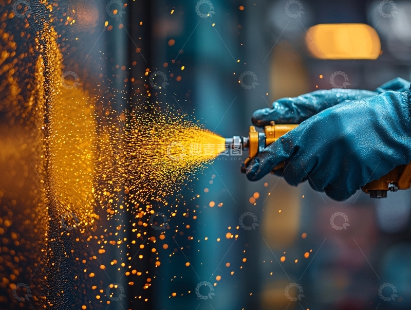 高清大图下载【趣麦麦图】喷涂金色粉末的工人