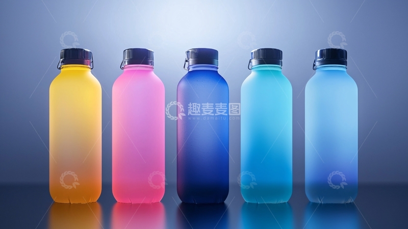 高清大图下载【趣麦麦图】多彩磨砂运动水壶