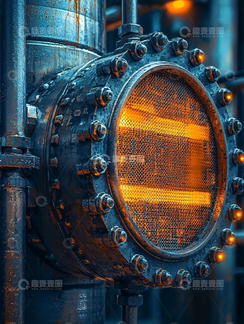 高清大图下载【趣麦麦图】工业管道圆形检修口特写