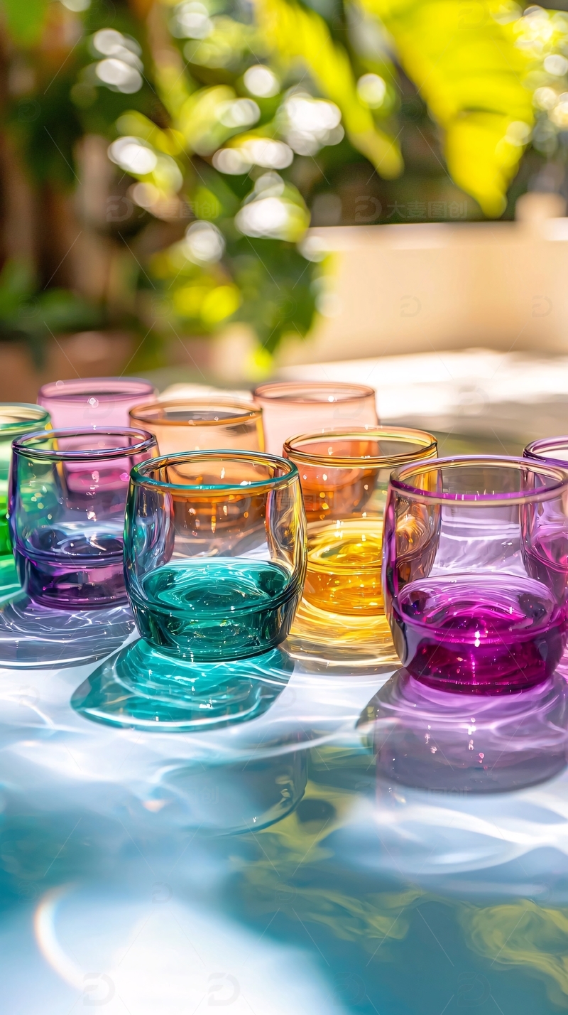 高清大图下载【趣麦麦图】彩虹渐变玻璃杯