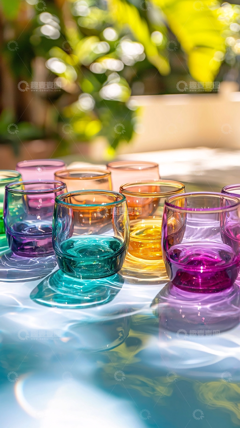 高清大图下载【趣麦麦图】-彩虹渐变玻璃杯
