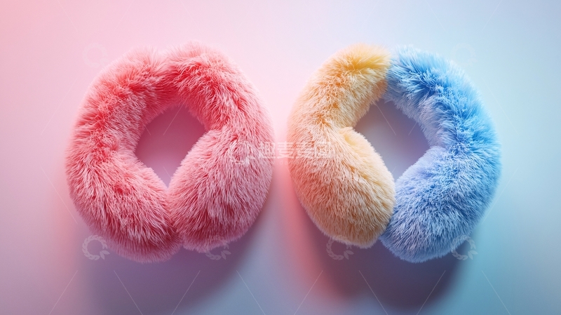 高清大图下载【趣麦麦图】粉色蓝色毛绒颈圈