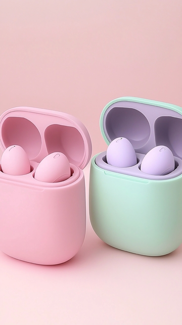 粉色绿色无线蓝牙耳机