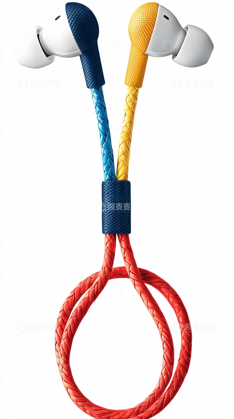 高清大图下载【趣麦麦图】彩色编织绳耳机