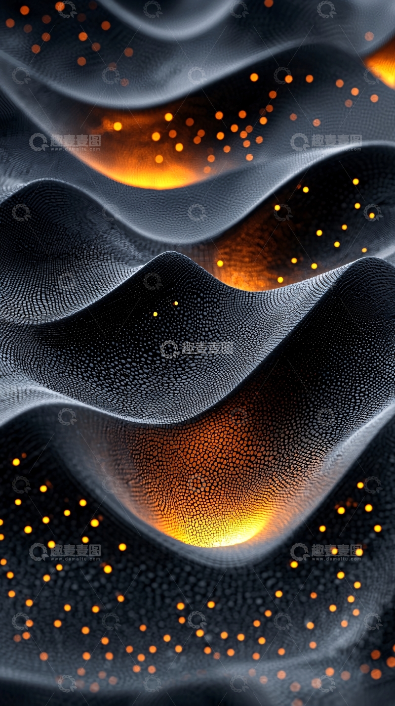 高清大图下载【趣麦麦图】黑色波浪纹理金色光点