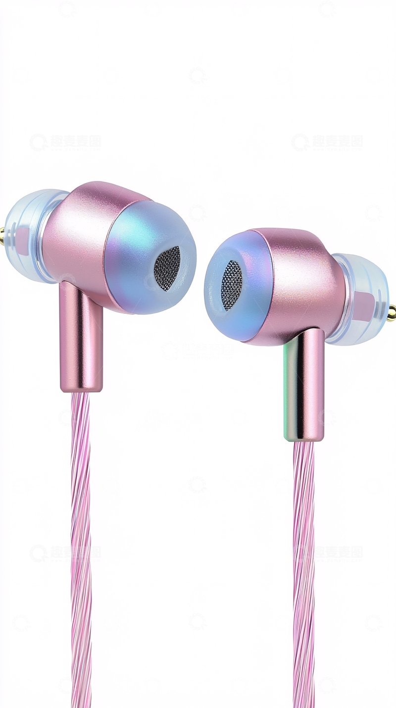 高清大图下载【趣麦麦图】粉色金属耳机
