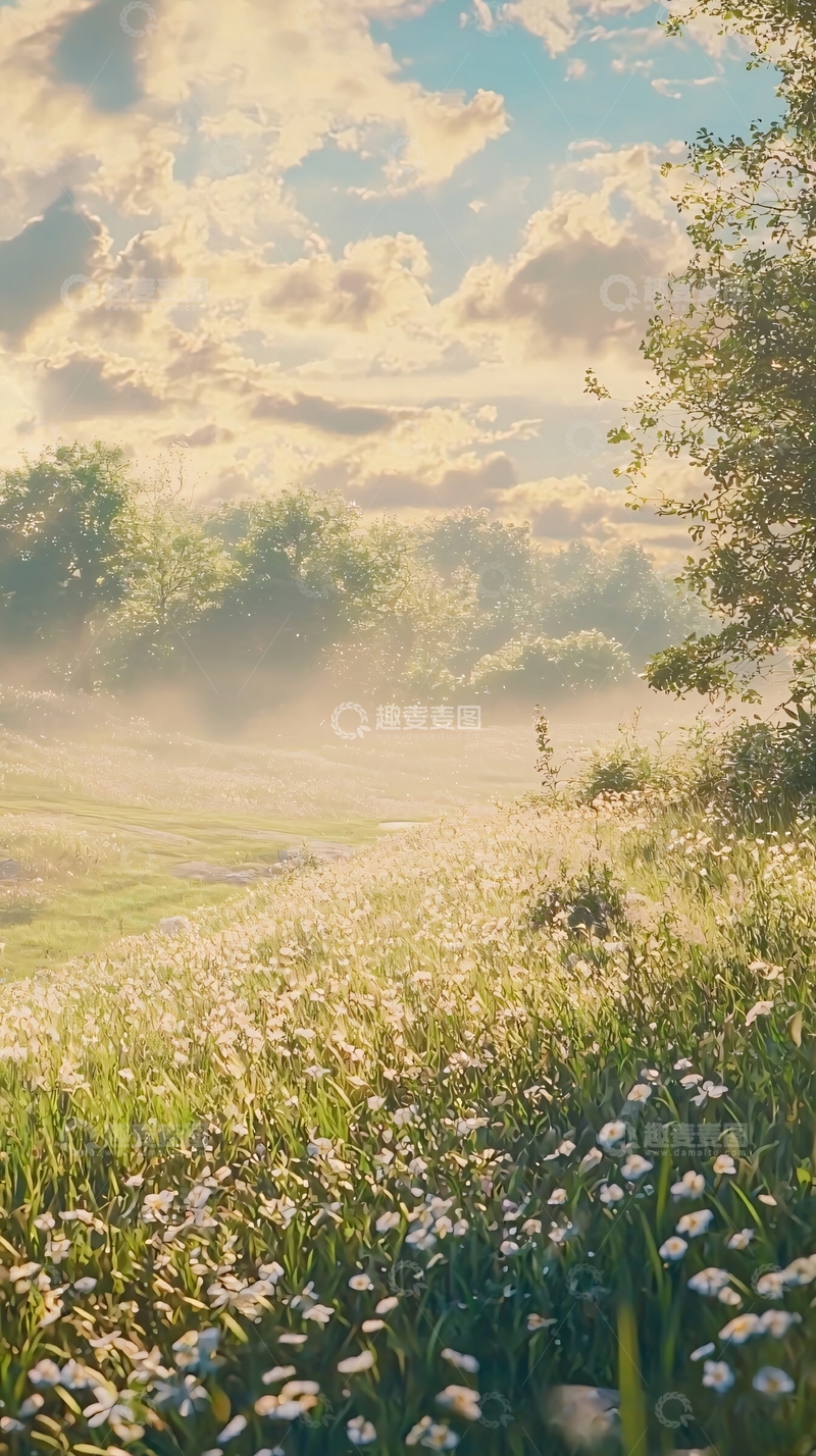 高清大图下载【趣麦麦图】清晨雾气田园风光