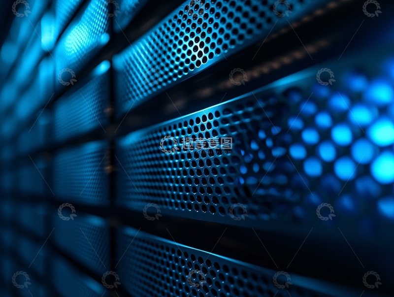 高清大图下载【趣麦麦图】蓝色金属服务器机架